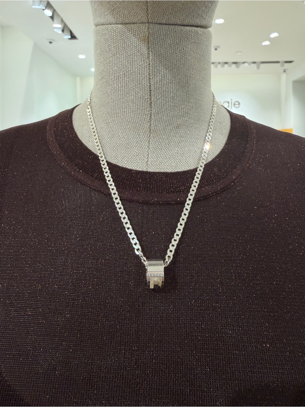Gucci Sterling Silver G Cutout Necklace